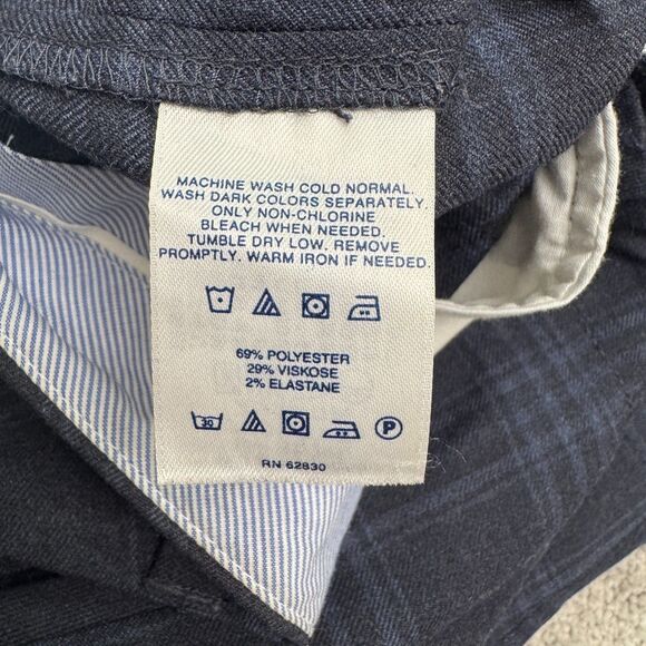 Lands' End Mid Rise Trouser Pants Womens 18W Navy Blue Plaid Straight Work 42x33 - Picture 9 of 16